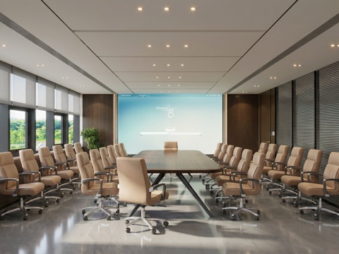 现代网红会议室su模型