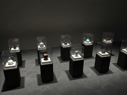 现代展台 商展器材  展柜su模型