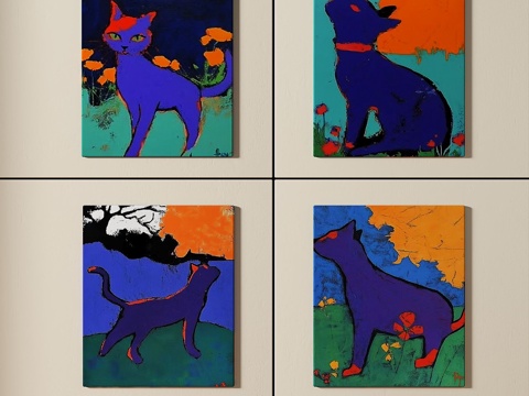  现代，简约，抽象，儿童，挂画3d模型 