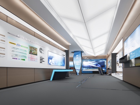 现代科技企业展厅su模型