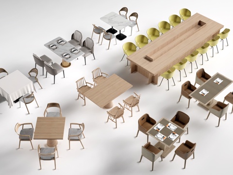 现代餐饮桌椅 餐厅桌椅 餐桌椅 饭店桌椅su模型su模型