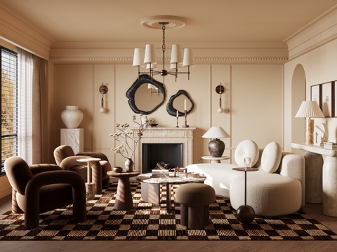 法式中古风客厅su模型