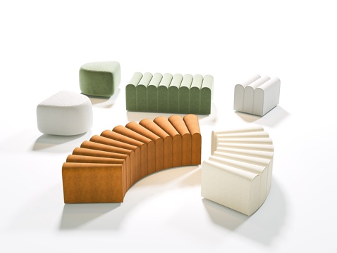 现代 沙发凳 坐垫 凳子 布艺凳 弧形沙发凳 异形沙发坐垫su模型