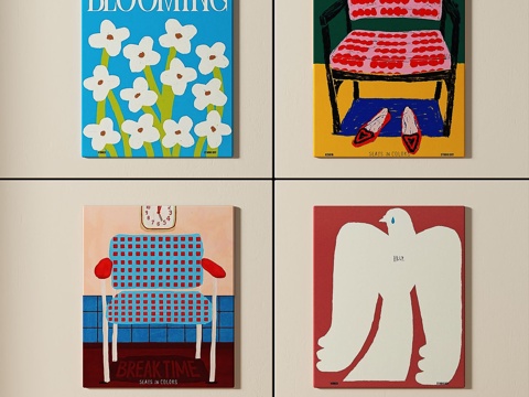  现代，简约，抽象，儿童，挂画3d模型 