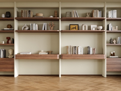 现代书柜 书架su模型