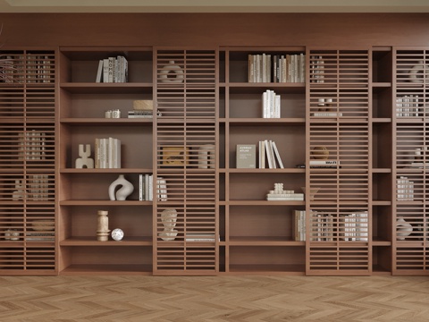 现代书柜 书架su模型