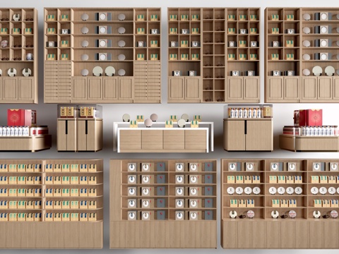 现代货架 货柜 文创展架 超市货架su模型