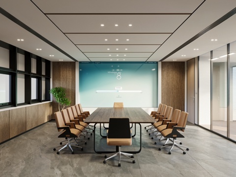 现代会议室su模型