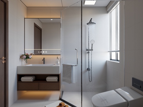  中古风卫生间su模型 