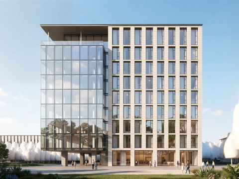  现代工业厂房 现代产业园 多层办公 厂房 产 产业园 办公楼su模型 