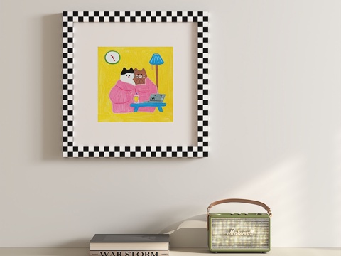  现代，简约，抽象，儿童，挂画3d模型 