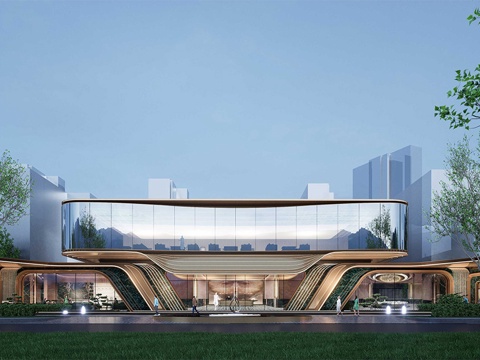 现代售楼处建筑 售楼部建筑su模型