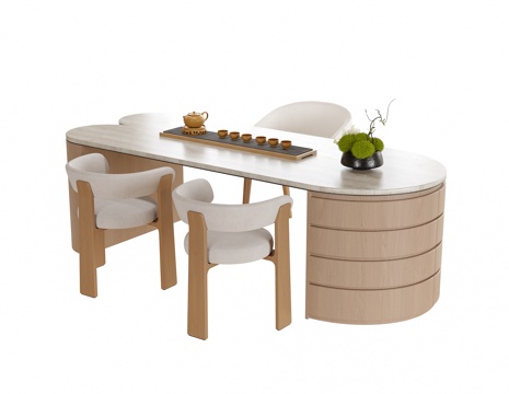  现代茶桌椅 书桌椅su模型 