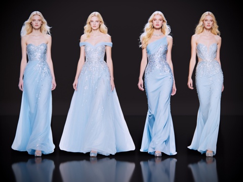 2D现代人物 T台走秀 时尚模特 晚礼服模特 现代美女su模型