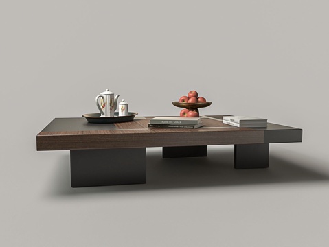  中古风实木客厅茶几3d模型 