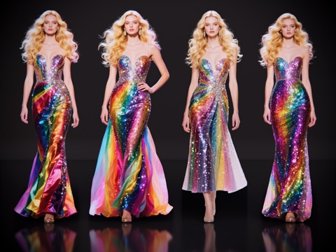 2D现代人物 T台走秀 时尚模特 晚礼服模特 现代美女su模型