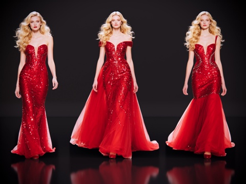 2D现代人物 T台走秀 时尚模特 晚礼服模特 现代美女su模型