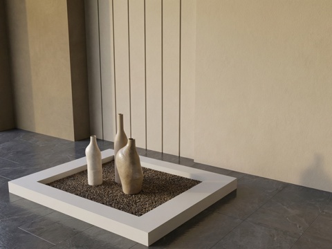 现代陶罐器皿组合su模型