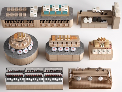 现代文创展台 文创展柜 文创展架 民俗小品su模型