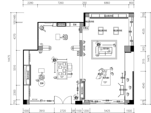文创店平面布置图CADcad施工图