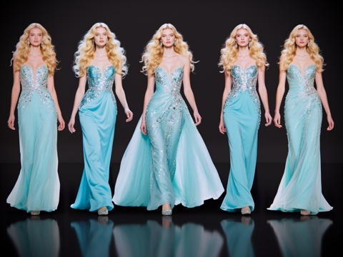 2D现代人物 T台走秀 时尚模特 晚礼服模特 现代美女su模型