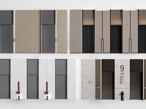 现代升降电梯 电梯厅 电梯门su模型