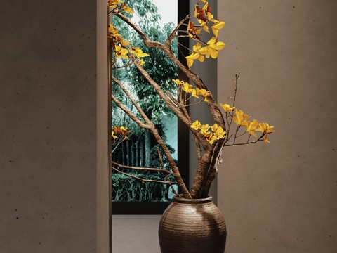 现代花瓶花艺插花su模型