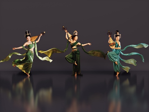 2D敦煌美女 敦煌舞蹈 古装美女 古典美人 跳舞su模型