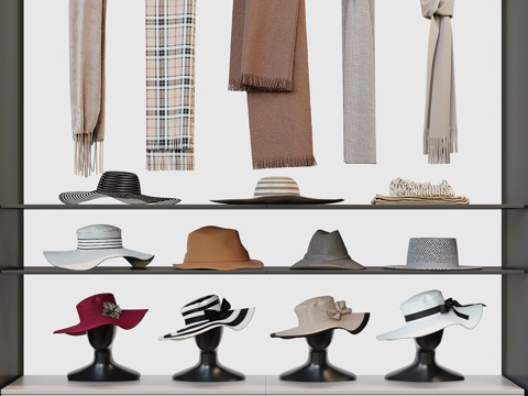  现代帽子围巾su模型 