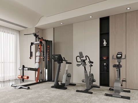 现代健身器材su模型