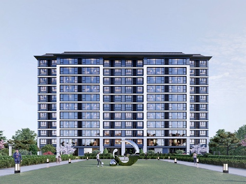 现代高层住宅  小区住宅建筑 高端住宅建筑su模型