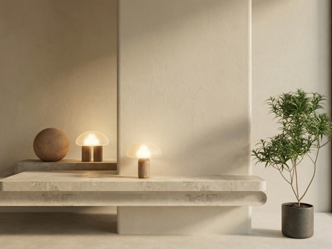 现代台灯 奶油台灯 侘寂台灯su模型