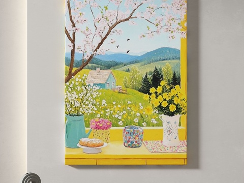  现代，风景，油画，治愈系，简约，新中式，儿童，挂画3d模型 