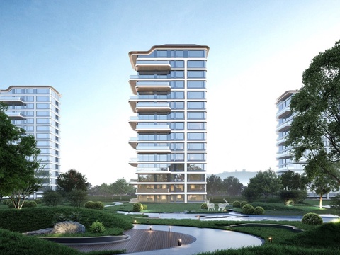 现代高层住宅  小区住宅建筑 第四代住宅小区su模型