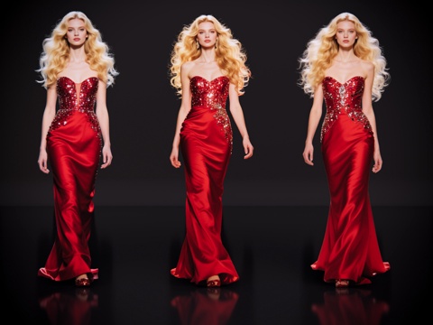 2D现代人物 T台走秀 时尚模特 晚礼服模特 现代美女su模型