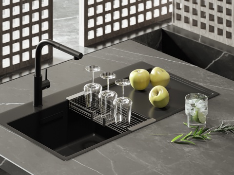  现代水槽su模型 