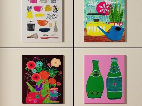  现代，北欧，抽象，简约，挂画3d模型 