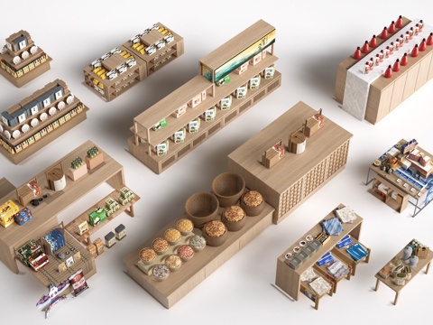 现代文创展台 文创展柜 文创展架 民俗小品su模型