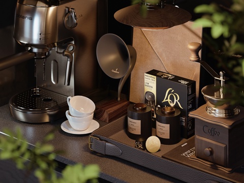 现代咖啡机摆件su模型