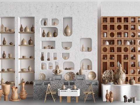 现代陶罐 陶艺器材 陶艺展品 陶罐摆件su模型