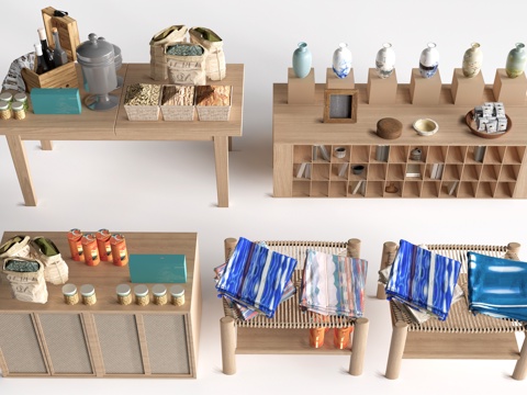 现代文创展台 文创展柜 文创展架 民俗小品su模型