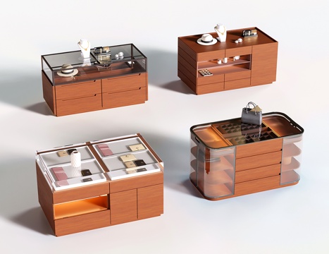  现代衣帽间中岛柜 首饰柜 收纳柜3d模型 