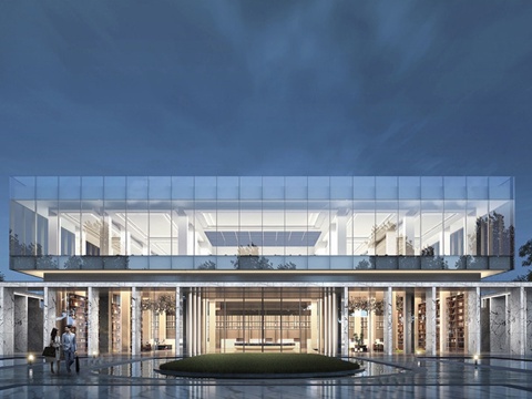 现代售楼处建筑 售楼部建筑su模型