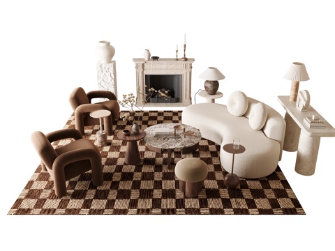 法式沙发组合su模型