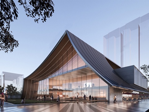 现代售楼处建筑 售楼部建筑su模型