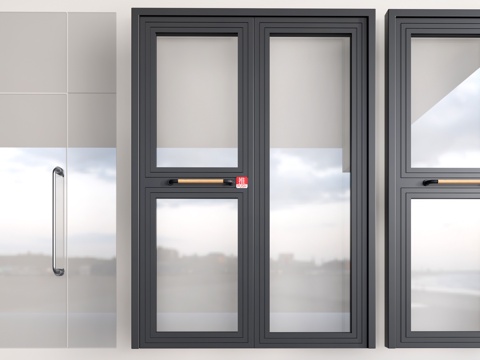 现代商铺玻璃门 玻璃双开门 商业街玻璃门 奶茶店玻璃门 咖啡su模型