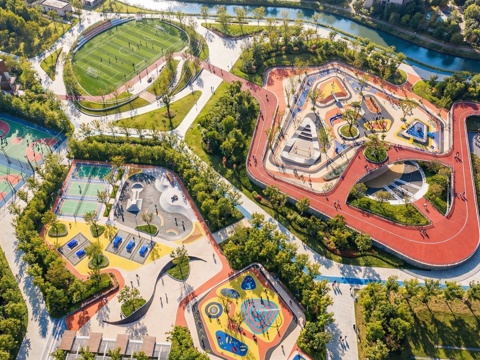 现代体育公园景观_廊架_运动设施su模型