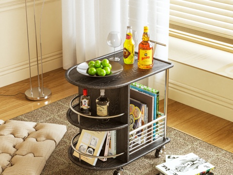 边几 小推车 置物架 边柜 摆件3d模型