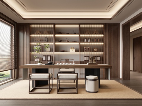 新中式茶室su模型