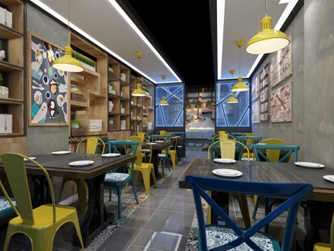  现代火锅店3d模型 